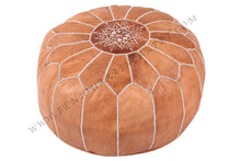 Load image into Gallery viewer, Caramel Tan Ottoman Pouf