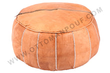 Load image into Gallery viewer, Leather Ottoman Tan Pouf