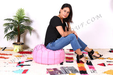 Load image into Gallery viewer, Pink Leather Pouf from New York