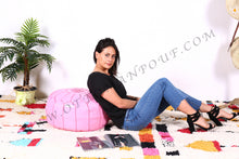 Load image into Gallery viewer, Pink Leather Pouf from New York