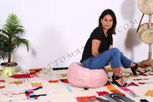 Load image into Gallery viewer, Light Pink Leather Pouf from New York