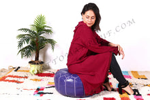 Load image into Gallery viewer, Peach Pink Moroccan Leather Round Pouf
