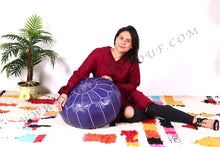 Load image into Gallery viewer, Peach Pink Moroccan Leather Round Pouf