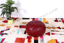 Load image into Gallery viewer, Burgundy Lovely Warm Red Leather Pouf