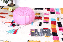 Load image into Gallery viewer, Pink Leather Pouf from New York