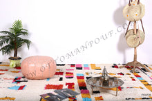 Load image into Gallery viewer, Peach Pasted Leather Handmade Stitched Pouf