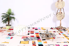 Load image into Gallery viewer, White Leather Handmade Ottoman Stitched Pouf