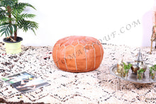 Load image into Gallery viewer, Caramel Tan Ottoman Pouf