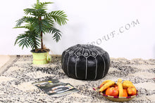 Load image into Gallery viewer, Black and white titched Leather