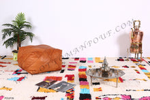 Load image into Gallery viewer, Square Tan Leather Pouf