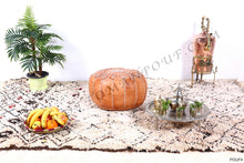 Load image into Gallery viewer, Hand Stitched Leather Ottoman Tan Pouf