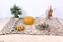 Load image into Gallery viewer, Hand Stitched Leather Mustard Yellow Ottoman Pouf