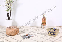 Load image into Gallery viewer, Raw Leather Ottoman Pouf
