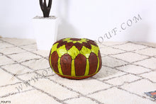 Load image into Gallery viewer, Leather Ottoman in Lime Green