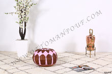Load image into Gallery viewer, Brown & Pink Leather Pouf