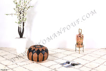 Load image into Gallery viewer, Brown & Black Leather Pouf