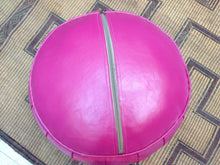 Load image into Gallery viewer, Hot PINK - color of universal love , enjoy it on our handmade leather Ottoman Pouf