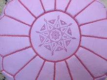 Load image into Gallery viewer, Girly PINK Leather Pouf from New york 20" round / 14H