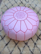 Load image into Gallery viewer, Girly PINK Leather Pouf from New york 20" round / 14H