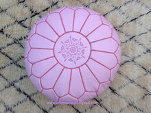 Load image into Gallery viewer, Girly PINK Leather Pouf from New york 20" round / 14H