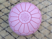 Load image into Gallery viewer, Girly PINK Leather Pouf from New york 20" round / 14H