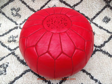 Load image into Gallery viewer, Put some Red in your life - Lovely Warm Red Leather Pouf from New York