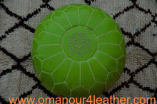 Load image into Gallery viewer, Leather Ottoman in lime Green
