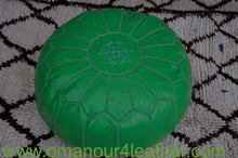 Load image into Gallery viewer, Leather Ottoman in lime Green
