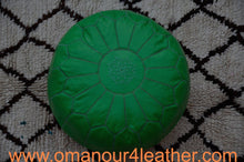 Load image into Gallery viewer, Leather Ottoman in lime Green