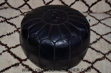 Load image into Gallery viewer, Black Leather Ottoman Pouf from new york