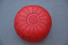 Load image into Gallery viewer, Put some Red in your life - Lovely Warm Red Leather Pouf from New York