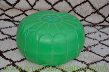 Load image into Gallery viewer, Leather Ottoman in lime Green